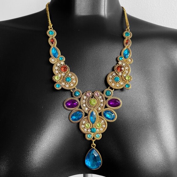 Betsey Johnson Jewelry - Betsey Johnson Multi Colour Crystal Bib Necklace